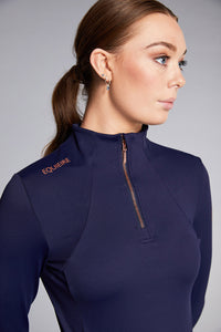 Emily Long Sleeve Training Top | Navy with Rose Gold