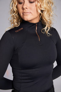 Emily Training Top Long Sleeve | Black with Rose Gold