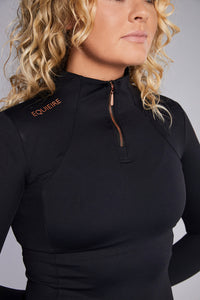 Emily Training Top Long Sleeve | Black with Rose Gold