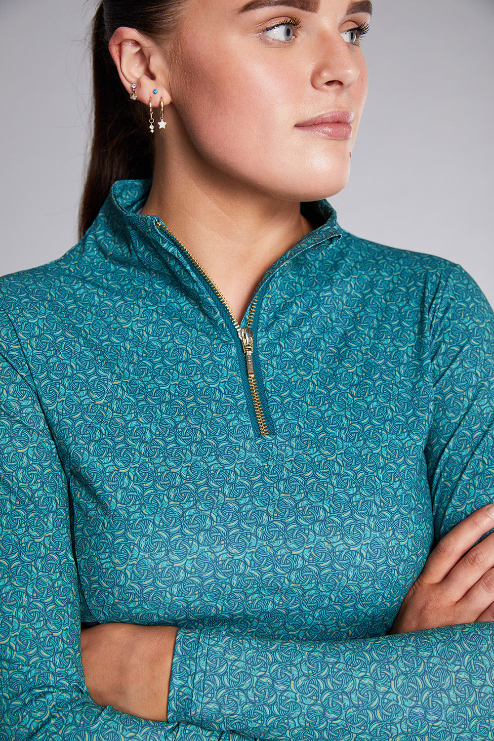 Emma Signature Sunshirt | Green Equieire Print