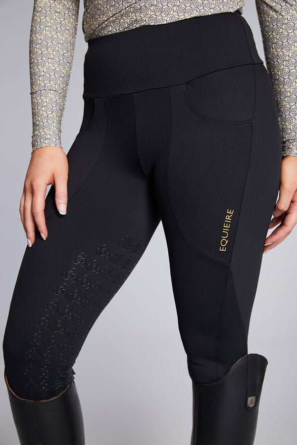 EVE Compression Riding Tights - Black Knee-grip