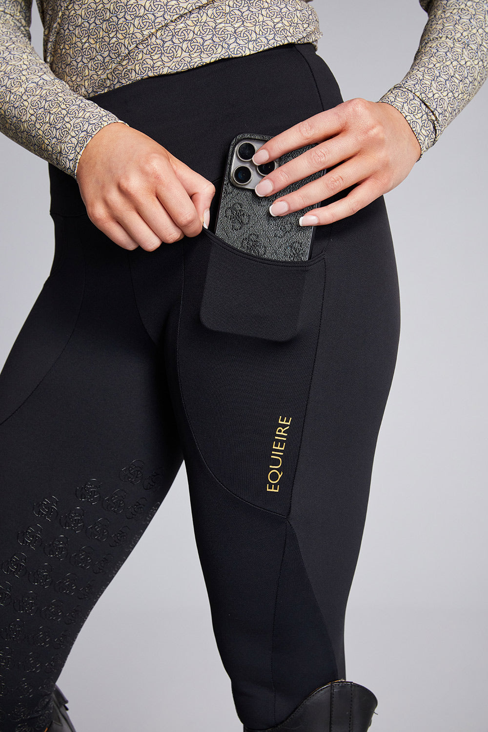 Jessica 3/4 Grip Perform Riding Leggings | Black