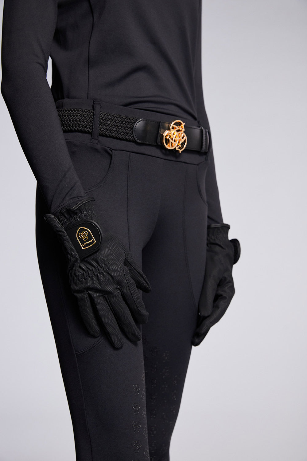 Ava Kids Riding Leggings Black with Rose Gold