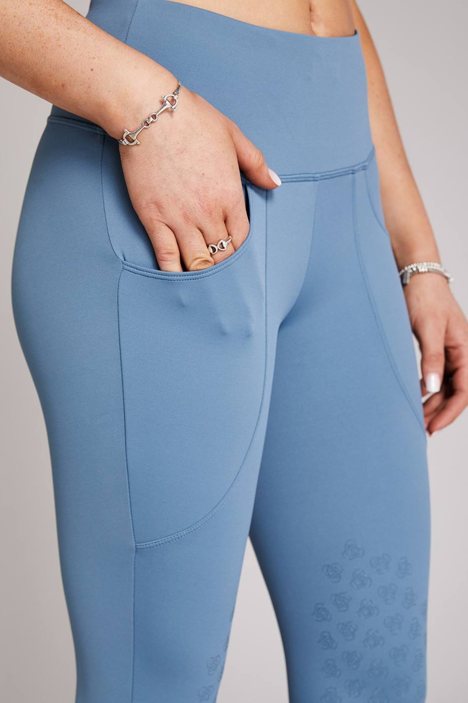 Aisling | Rainy Blue Knee-grip Riding Leggings - Equieire