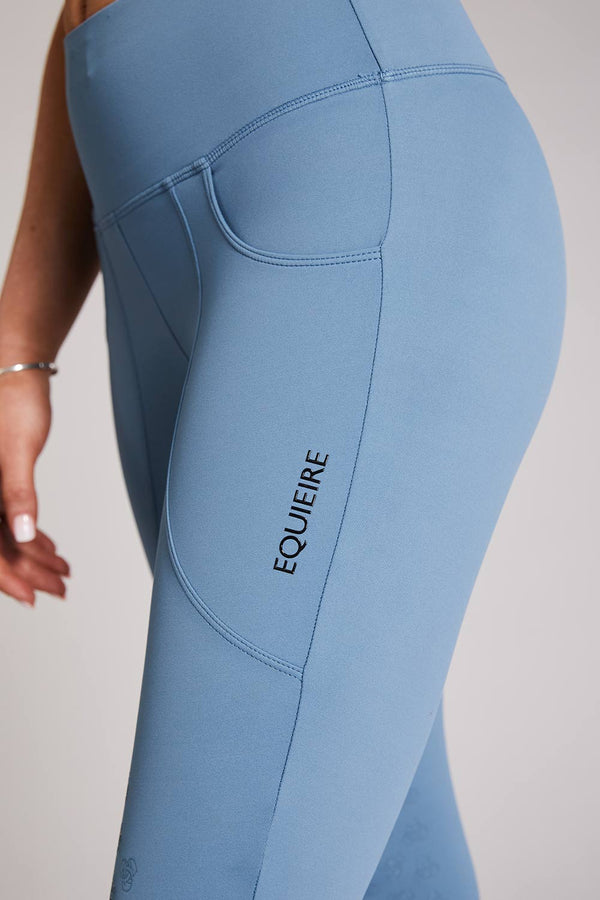 Aisling | Rainy Blue Knee-grip Riding Leggings - Equieire